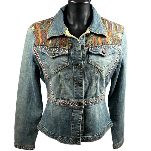 Cripple Creek Ranchwear Denim Jacket Embroidered Aztec CW8612 Women's Medium - Picture 4 of 16